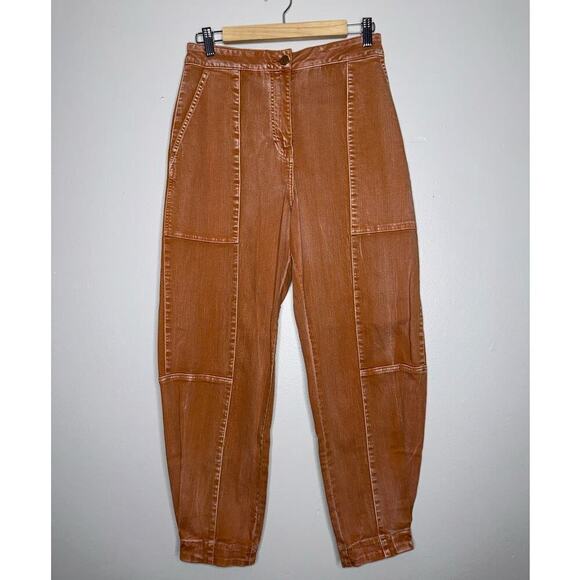 Ulla Johnson Storm Jean Rust Acid Wash Orange Barrel Pants Size 2 Pockets - Picture 2 of 10